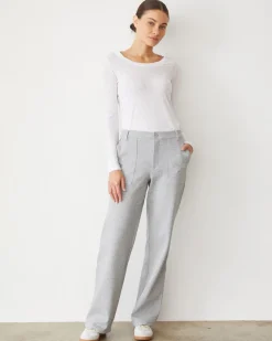 MONROW Cotton Knit Patch Pocket Pant WHITEHEATHER New